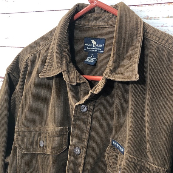 Moose Creek Brown Corduroy Shirt Jacket button down longsleeve LG unisex - Picture 6 of 16